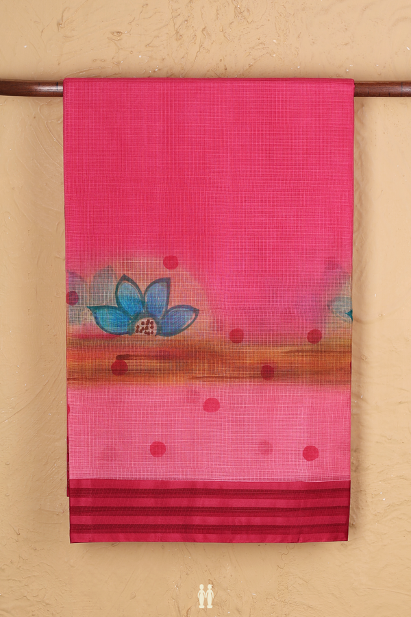 Kota Silk Saree In Pink With Floral Design