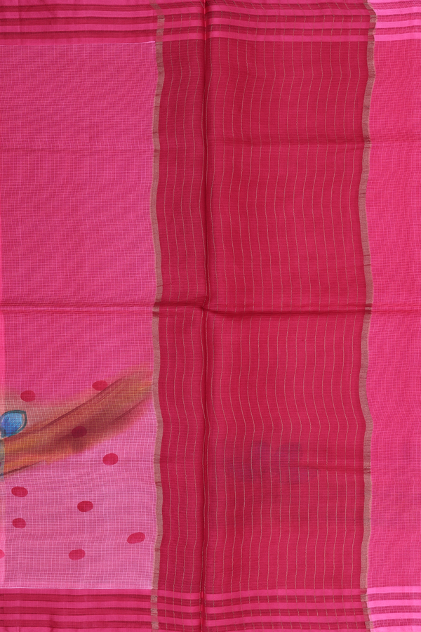 Kota Silk Saree In Pink With Floral Design