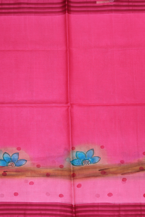 Kota Silk Saree In Pink With Floral Design