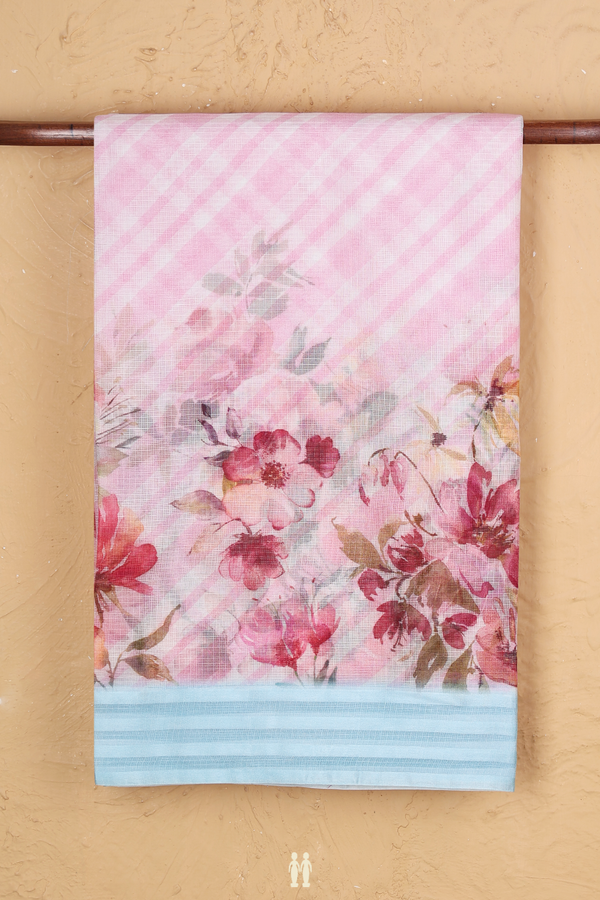 Kota Silk Saree In Pink With Floral Design