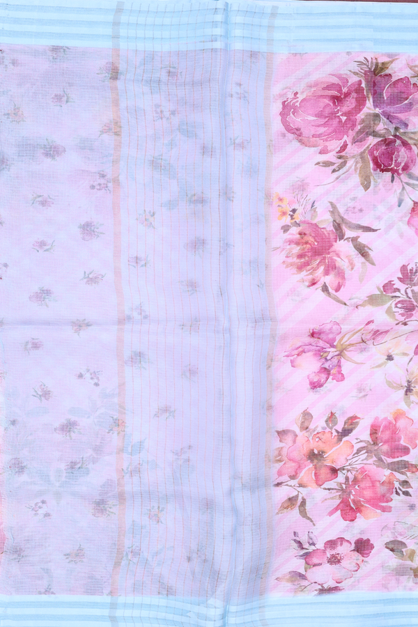 Kota Silk Saree In Pink With Floral Design