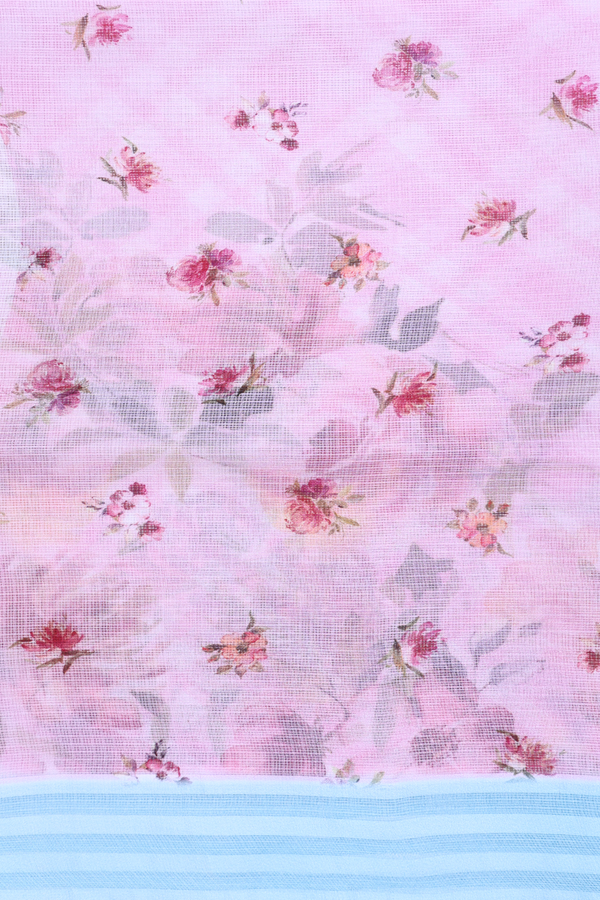 Kota Silk Saree In Pink With Floral Design