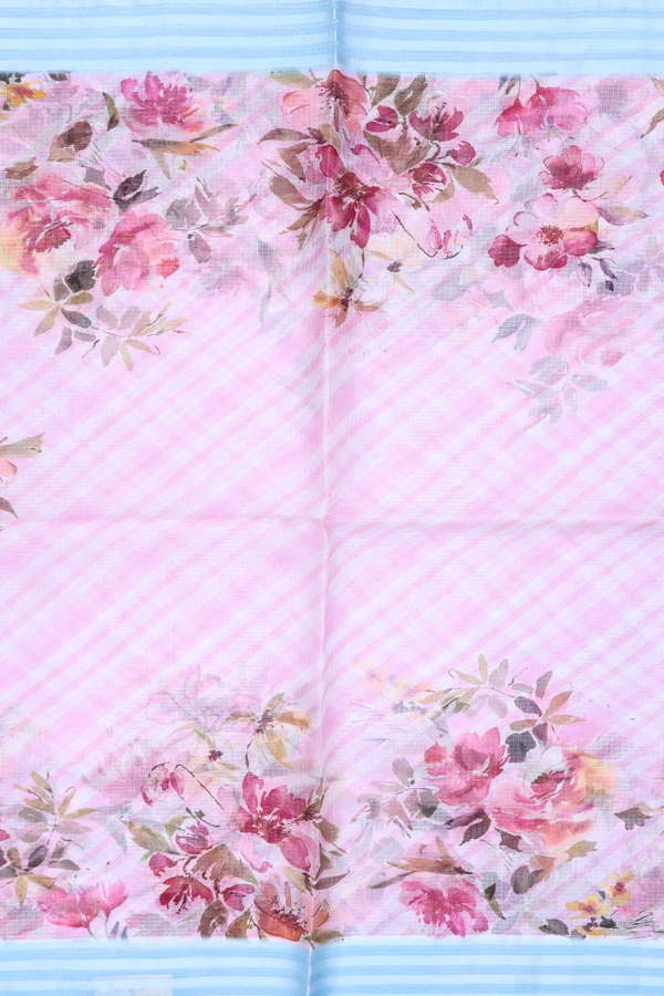 Kota Silk Saree In Pink With Floral Design