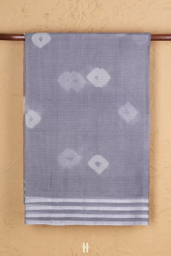 Kota Silk Saree In Grey With Diamond Buttas