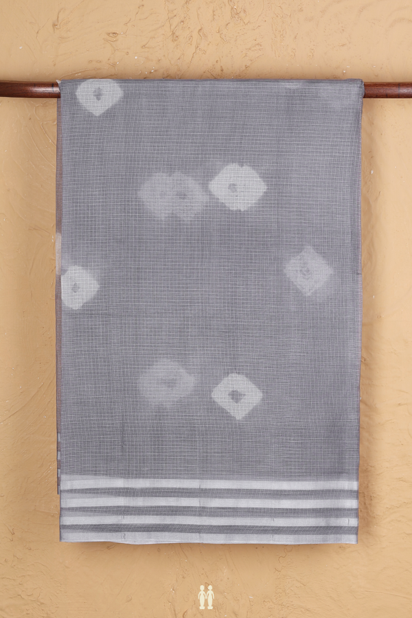 Kota Silk Saree In Grey With Diamond Buttas