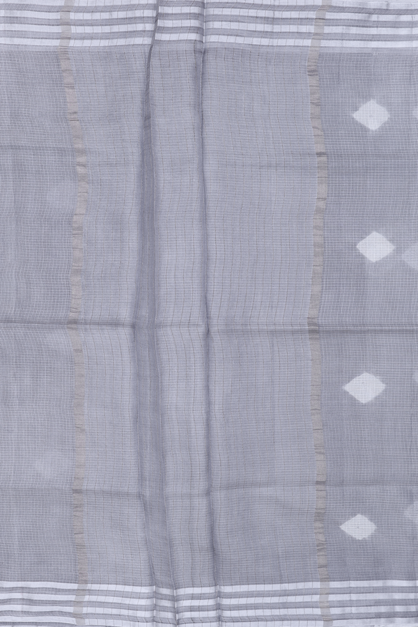 Kota Silk Saree In Grey With Diamond Buttas