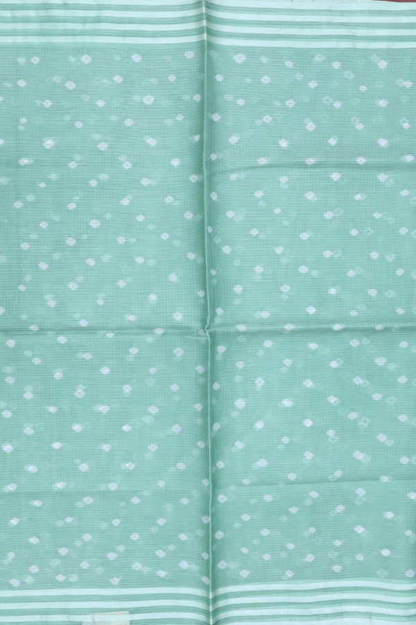 Kota Silk Saree In Green With Diamond Buttas