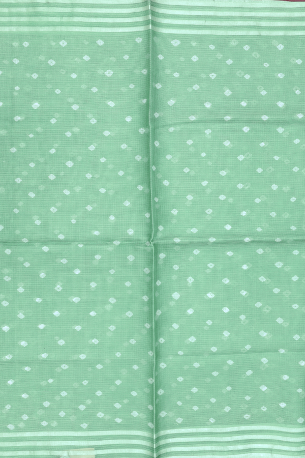 Kota Silk Saree In Green With Diamond Buttas