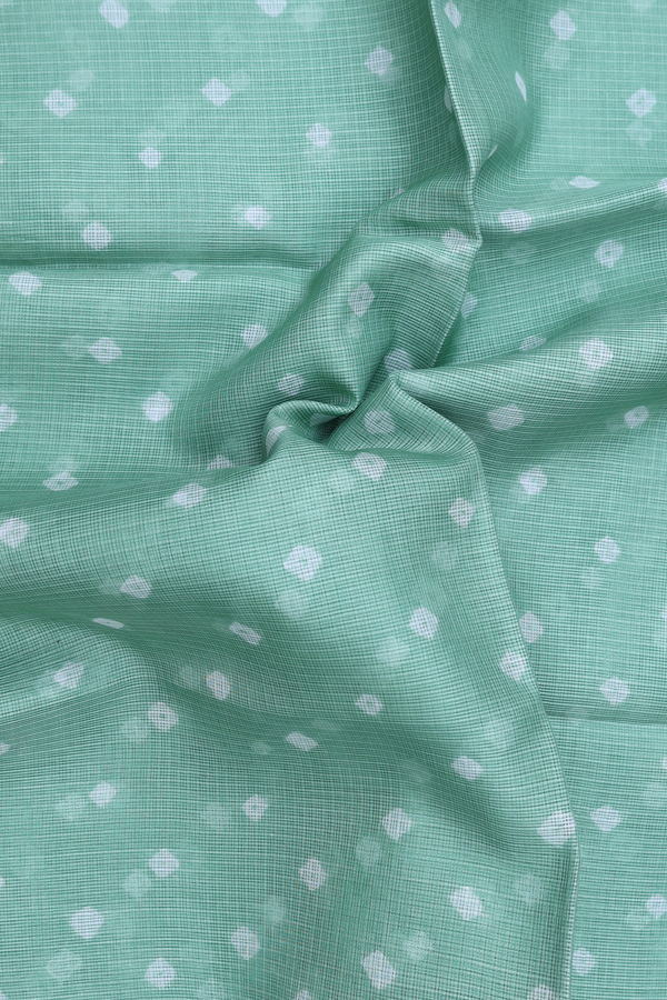 Kota Silk Saree In Green With Diamond Buttas