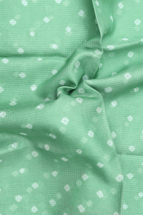 Kota Silk Saree In Green With Diamond Buttas