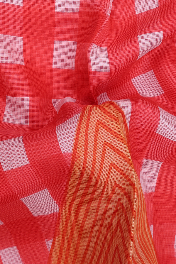 Kota Silk Saree In Red With Printed Design