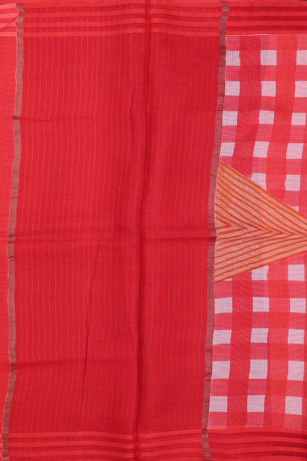 Kota Silk Saree In Red With Printed Design