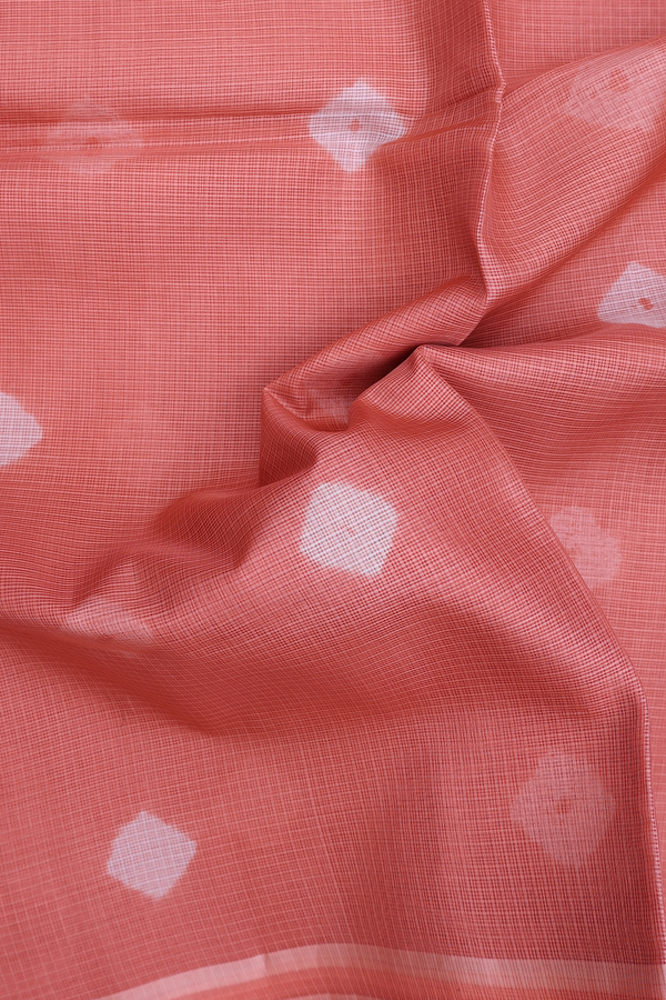 Kota Silk Saree In Dusty Orange With Diamond Buttas