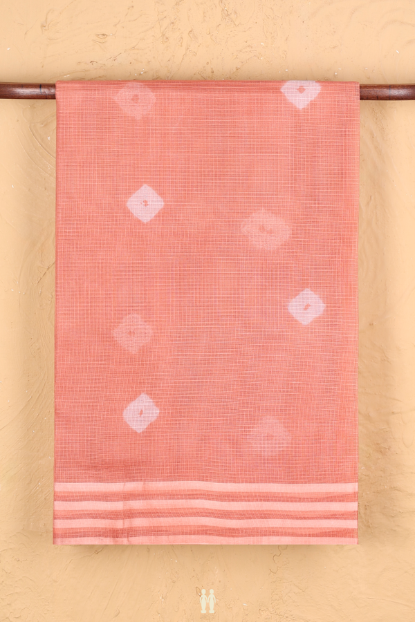 Kota Silk Saree In Dusty Orange With Diamond Buttas