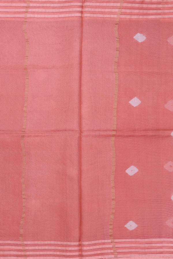 Kota Silk Saree In Dusty Orange With Diamond Buttas