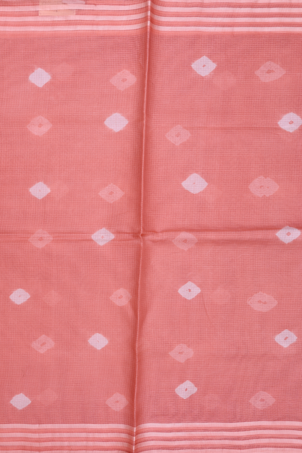 Kota Silk Saree In Dusty Orange With Diamond Buttas