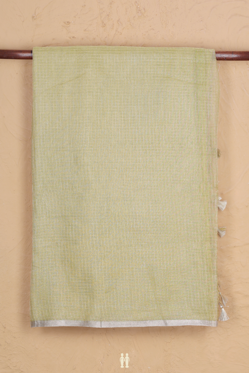 Kota Silk Saree In Dusty Yellow With Zari Border