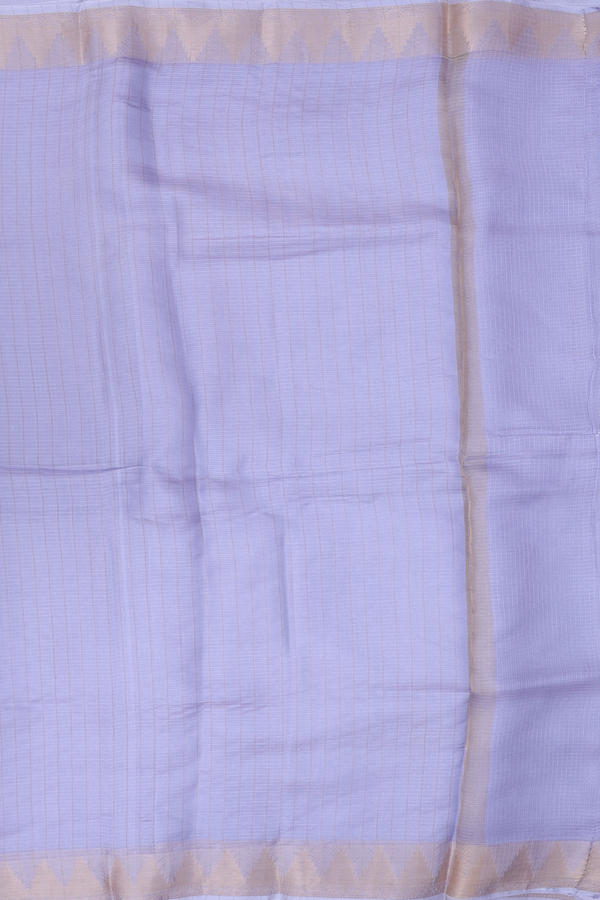 Kota Silk Saree In Plain Grey With Temple Border