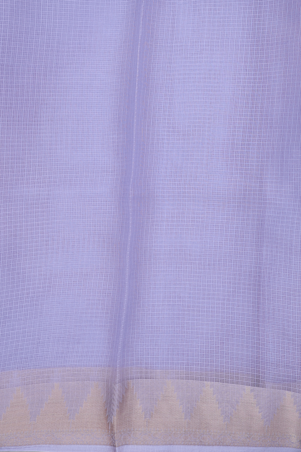 Kota Silk Saree In Plain Grey With Temple Border