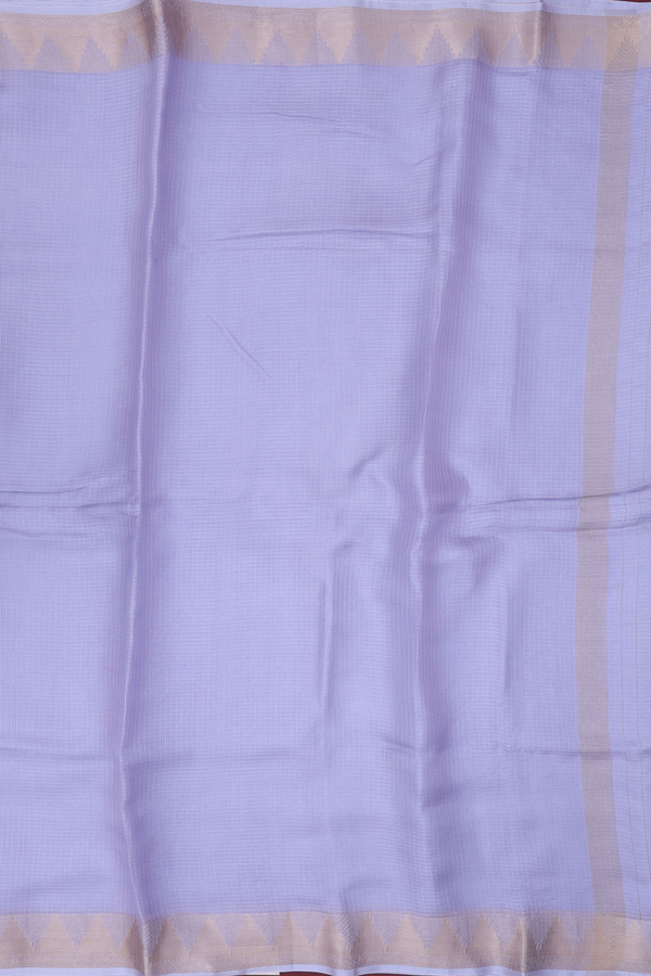 Kota Silk Saree In Plain Grey With Temple Border