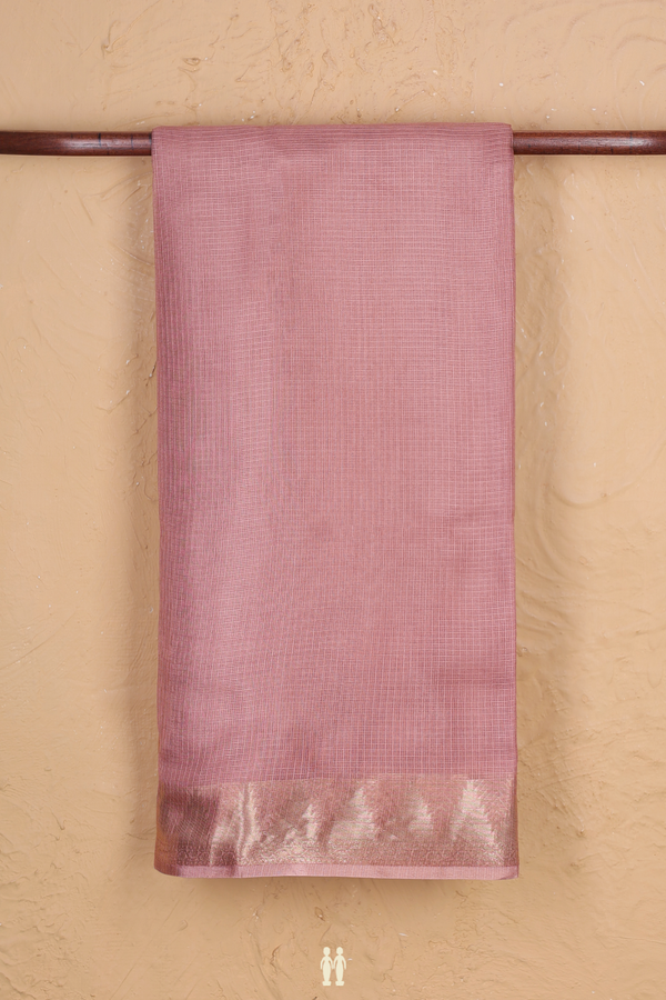 Kota Silk Saree In Dusty Rose With Temple Border