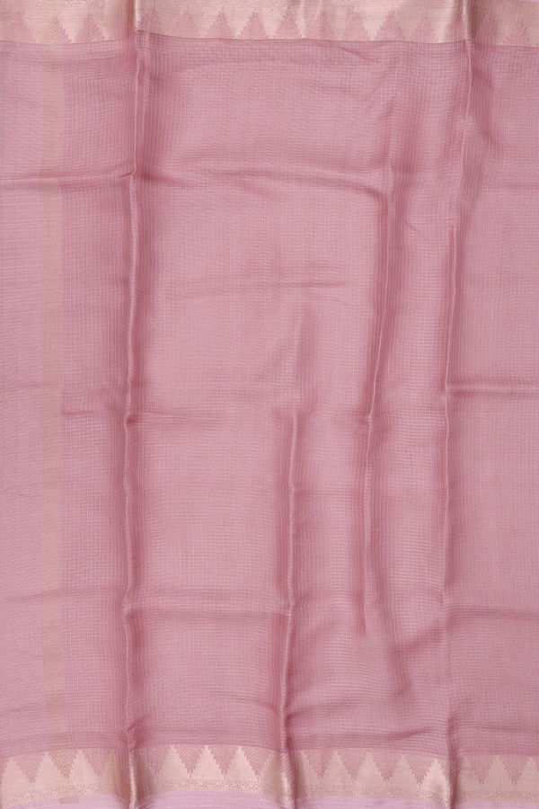 Kota Silk Saree In Dusty Rose With Temple Border