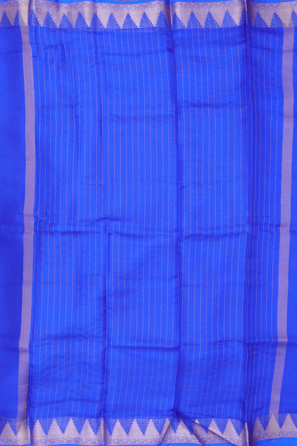 Kota Silk Saree In Indigo Blue With Temple Border