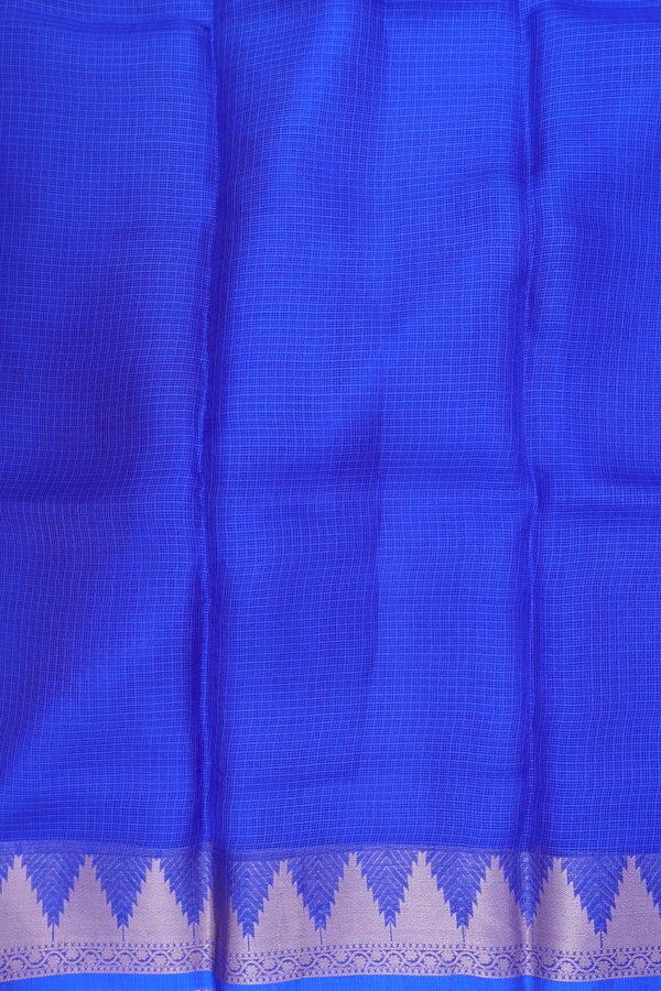 Kota Silk Saree In Indigo Blue With Temple Border