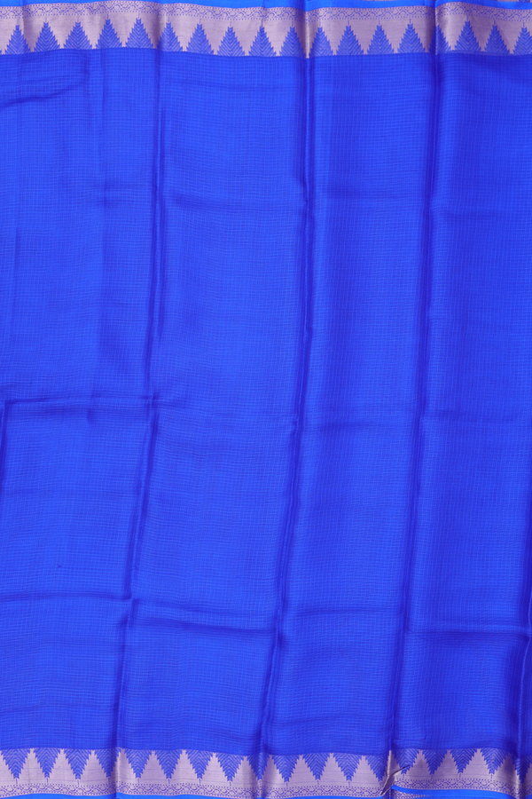 Kota Silk Saree In Indigo Blue With Temple Border