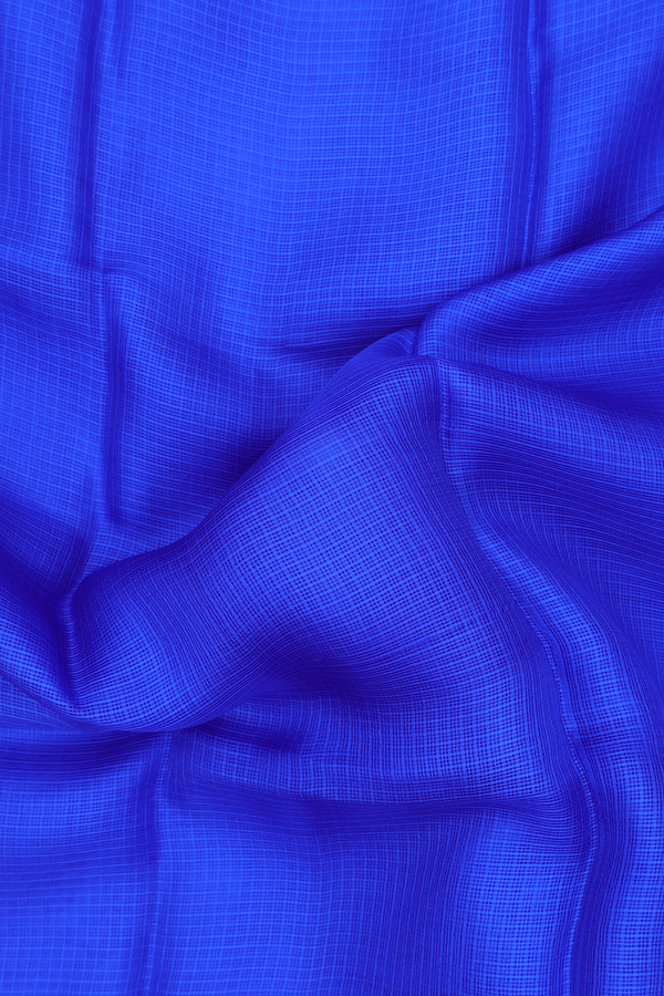 Kota Silk Saree In Indigo Blue With Temple Border
