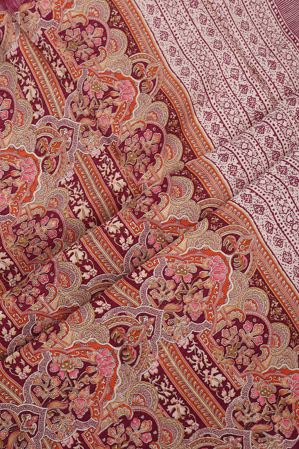 Satin Crepe Saree In Multicolor With Floral Digital Printed