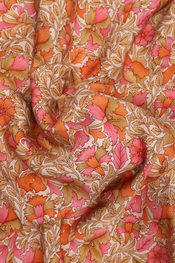 Satin Crepe Saree In Multicolor With Floral Digital Printed