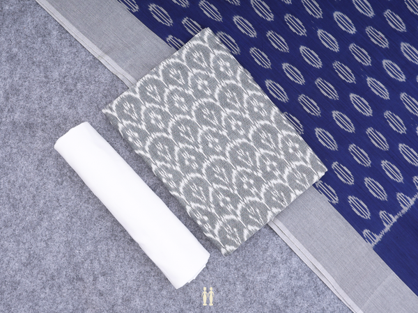 Scallop Design Grey Cotton Unstitch Salwar Material