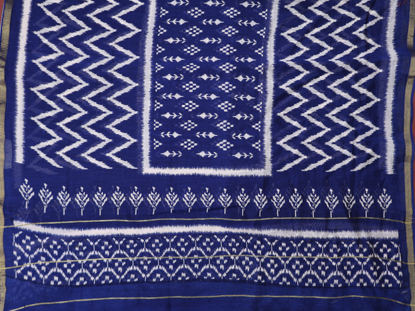 Scallop Design Royal Blue Cotton Unstitched Salwar Material