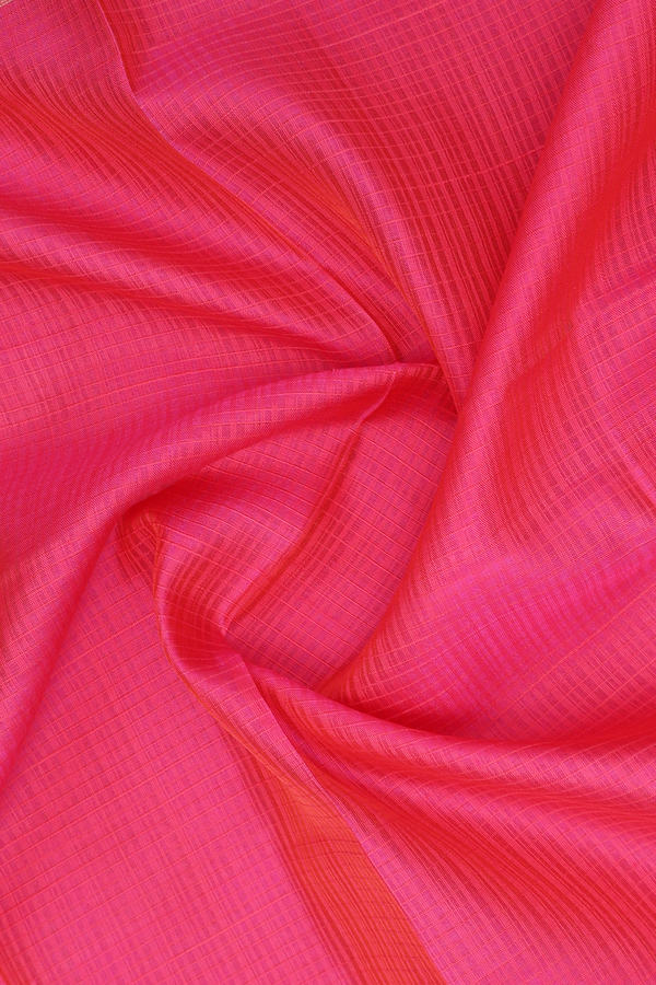 Self Checks Design Hot Pink Kanchipuram Silk Dupatta