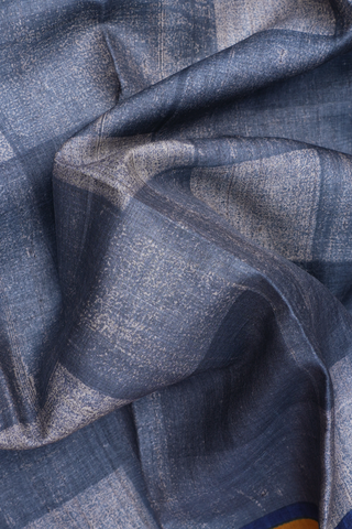 Self Checks Design Shades Of Grey Tussar Silk Saree