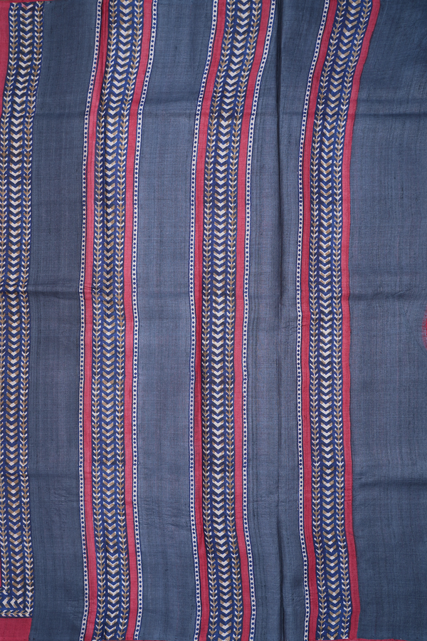 Self Checks Design Shades Of Grey Tussar Silk Saree