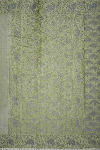 Self Design Green Bengal Cotton Saree