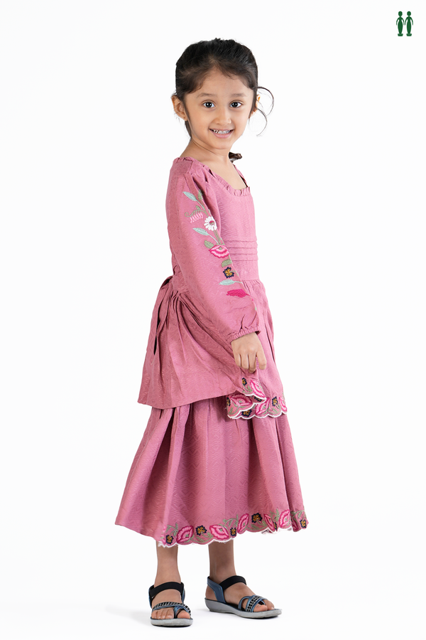 Self Design Mulberry Cotton Frock