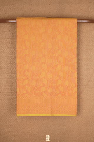 Self Design Pastel Orange Bengal Cotton Saree