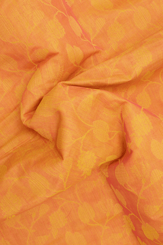 Self Design Pastel Orange Bengal Cotton Saree
