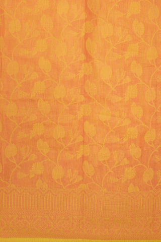 Self Design Pastel Orange Bengal Cotton Saree