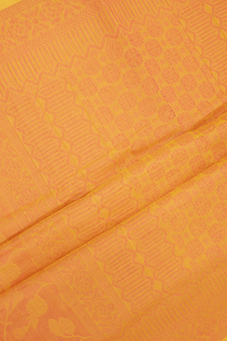 Self Design Pastel Orange Bengal Cotton Saree