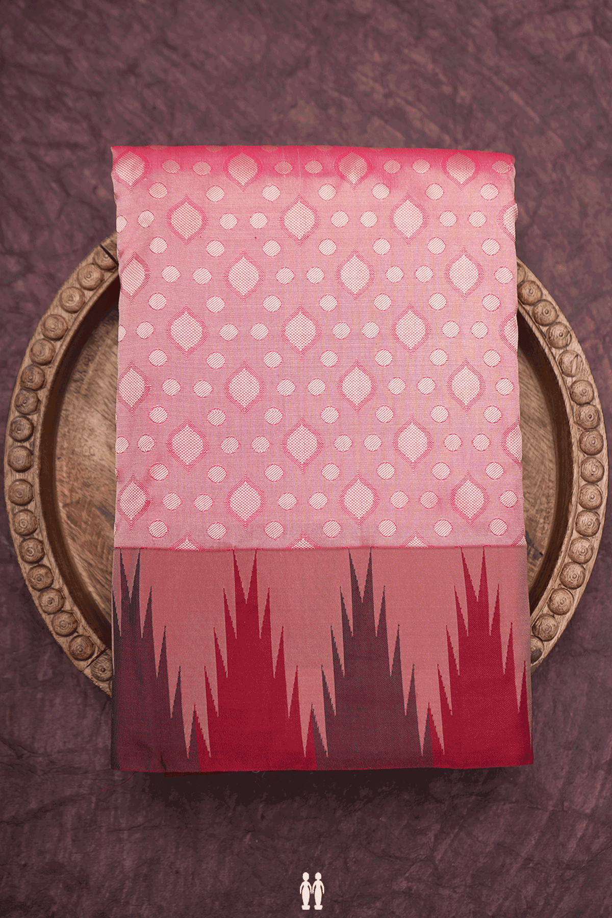 Self Design Pastel Pink Kanchipuram Silk Saree