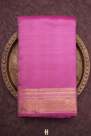 Self Floral Design Lotus Pink Kanchipuram Silk Saree