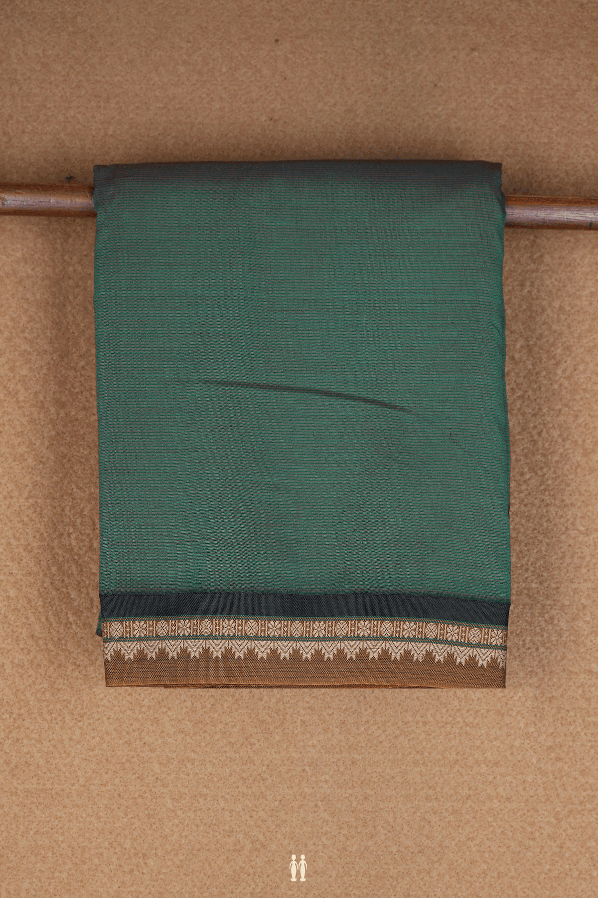 Self Striped Design Emerald Green Dharwad Cotton Saree