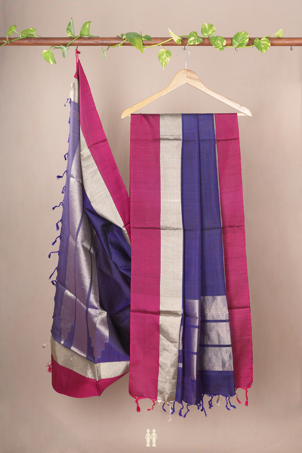 Self Stripes Design Purple Soft Silk Dupatta