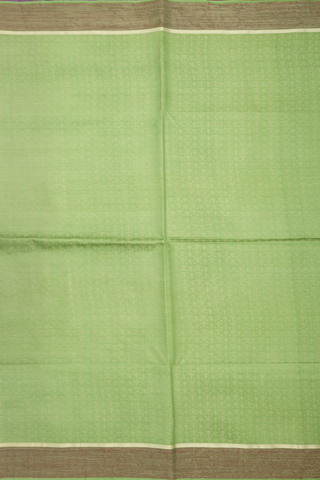 Semi Raw Silk Saree In Light Green With Threadwork Design