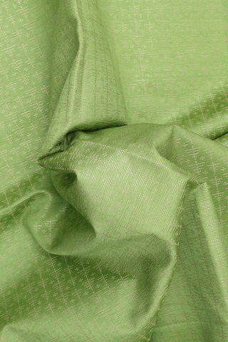 Semi Raw Silk Saree In Light Green With Threadwork Design