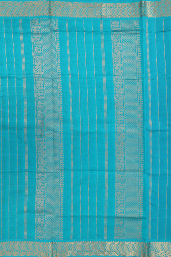 Semi Silk Cotton Saree In Royal Blue With Zari Border